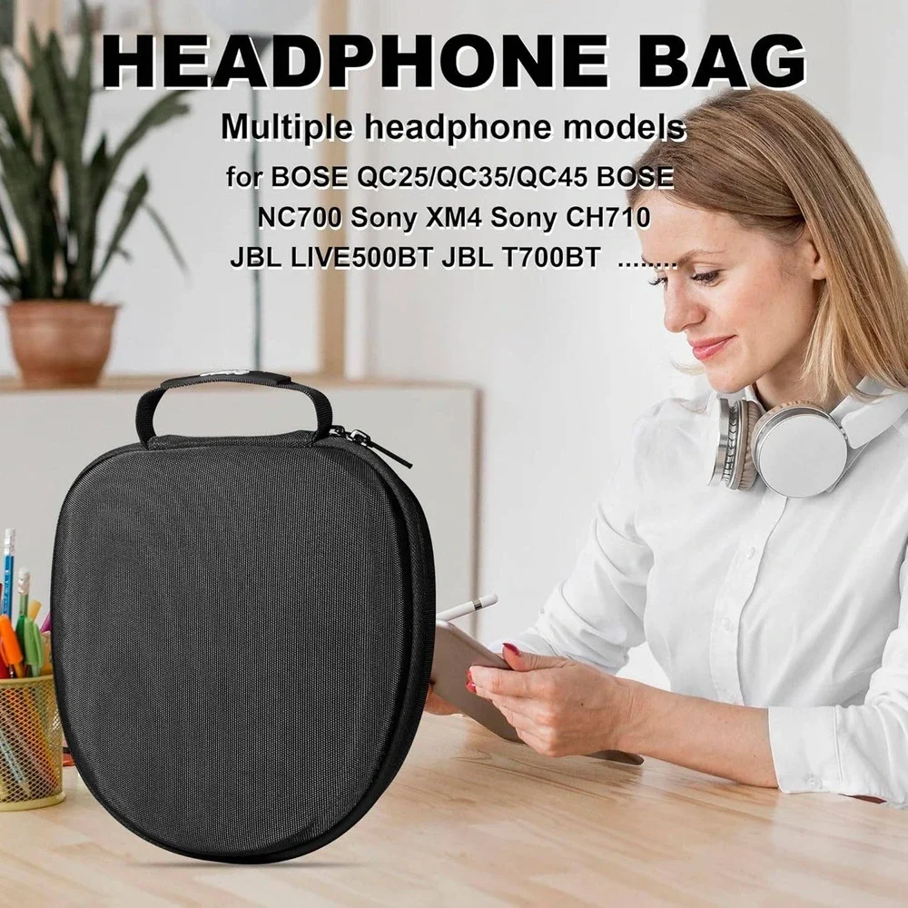 Travel Case‎ for Bose QC25 QC35 QC45 Sony XM4 CH710 JBL T700BT Headphones Black